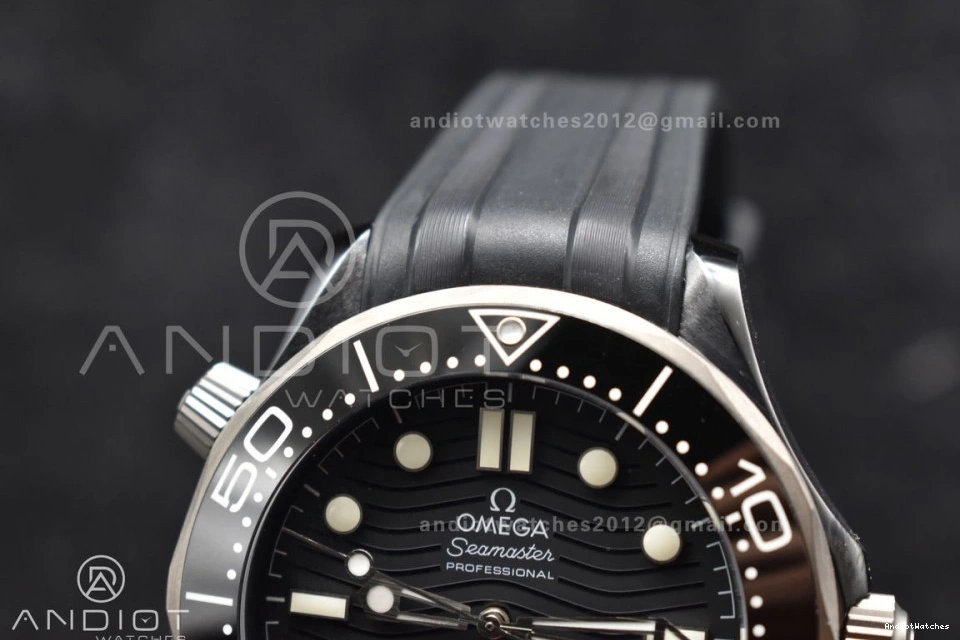 Rubber on Diver Black 1081 VSF Edition Dial Black 300M PVD Seamaster Best Strap A GoAnywhere 0915